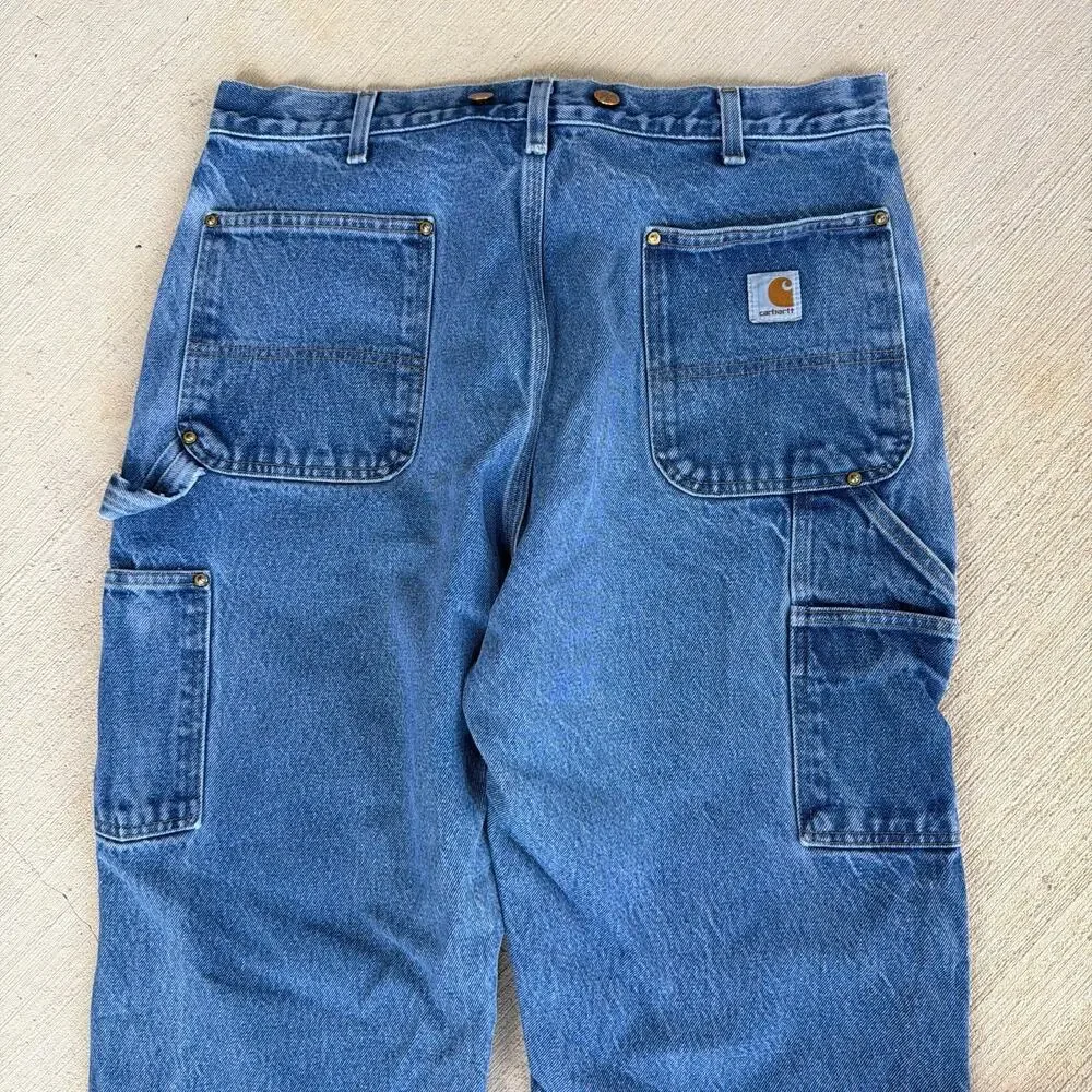 Carhartt denim blue jean double knee work wear carpenter pants